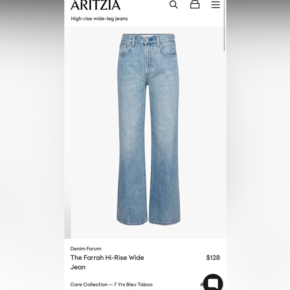 Aritzia- Denim Forum Farrah Wide Leg Jeans Sz 29